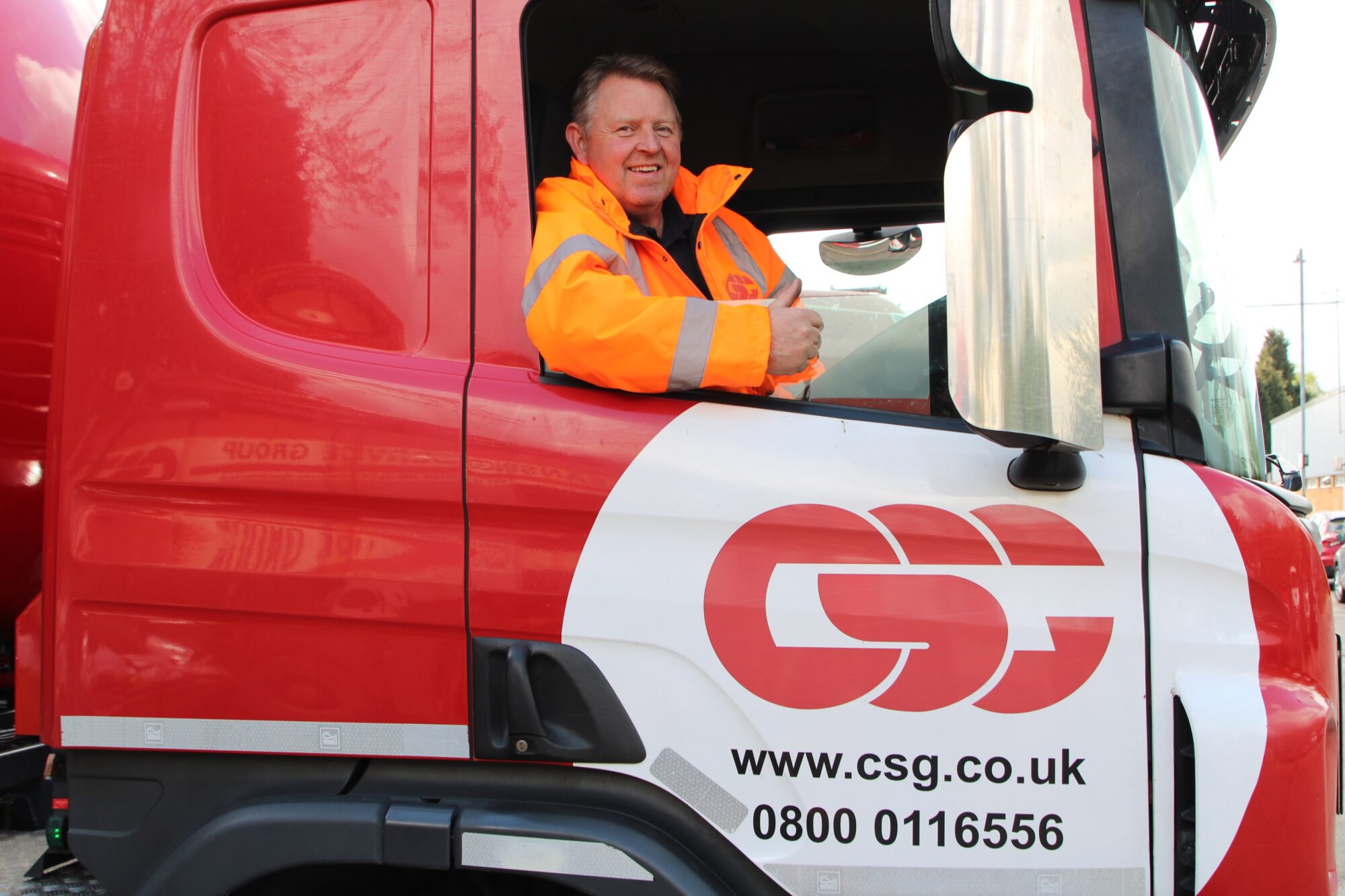 Brian Pitchford pictured in his HGV Truck